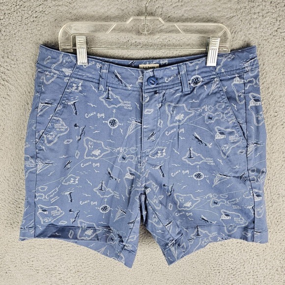 L.L. Bean Pants - LL Bean Blue Favorite Fit Chino Shorts‎ Womens 8 Stretch Lightweight Geometric